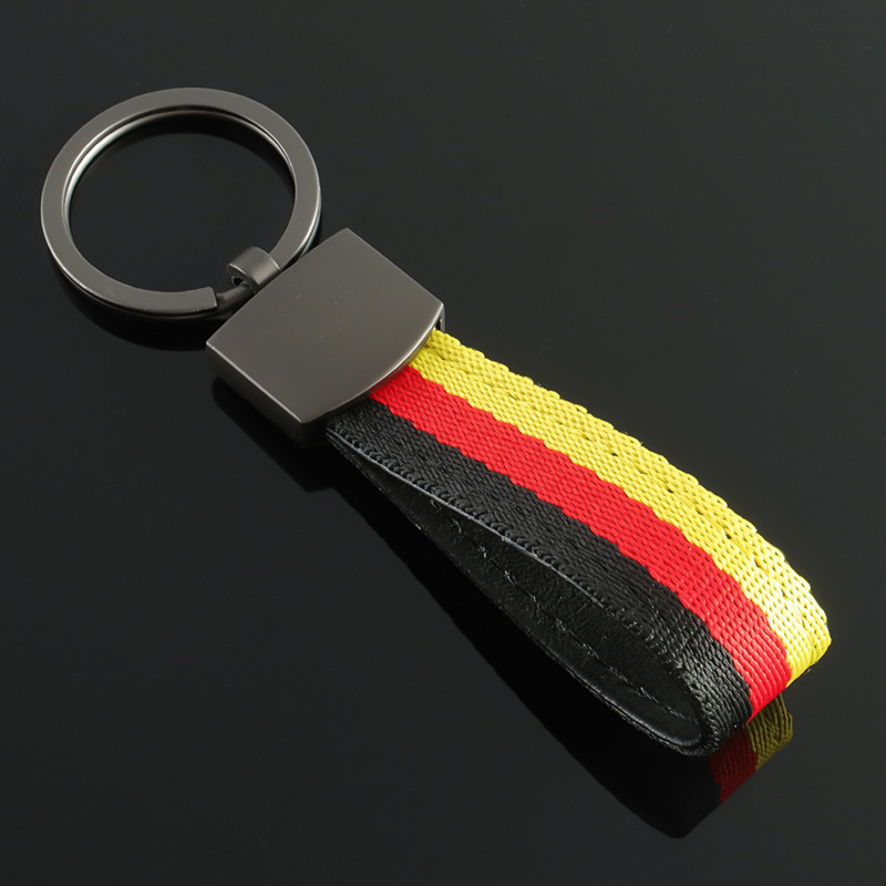 3 Strip Car Keychain Keyring Keyfob Gift for Customer Germany Italy National Flag Netby