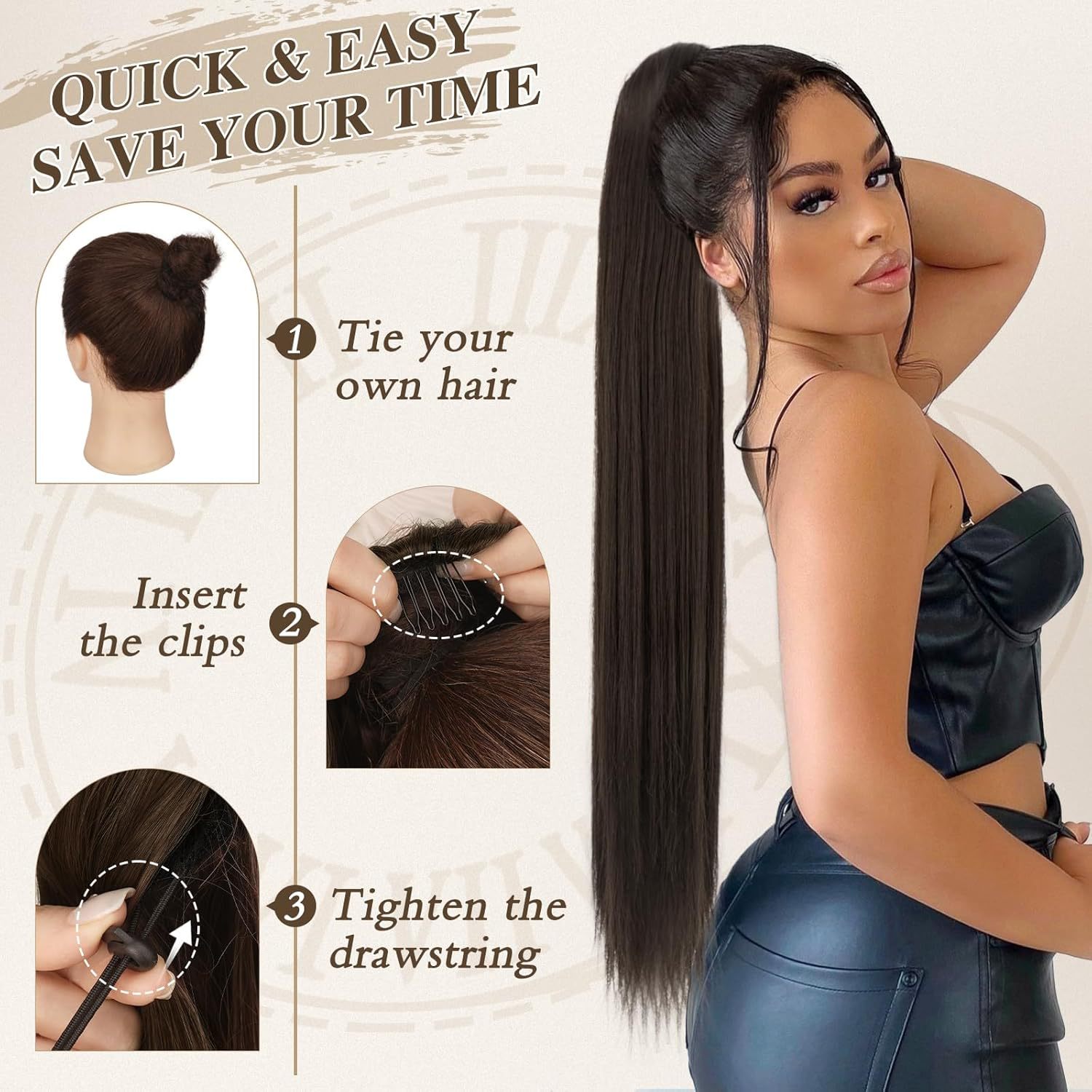 High Temperature Draw String Ponytail Straight Netby