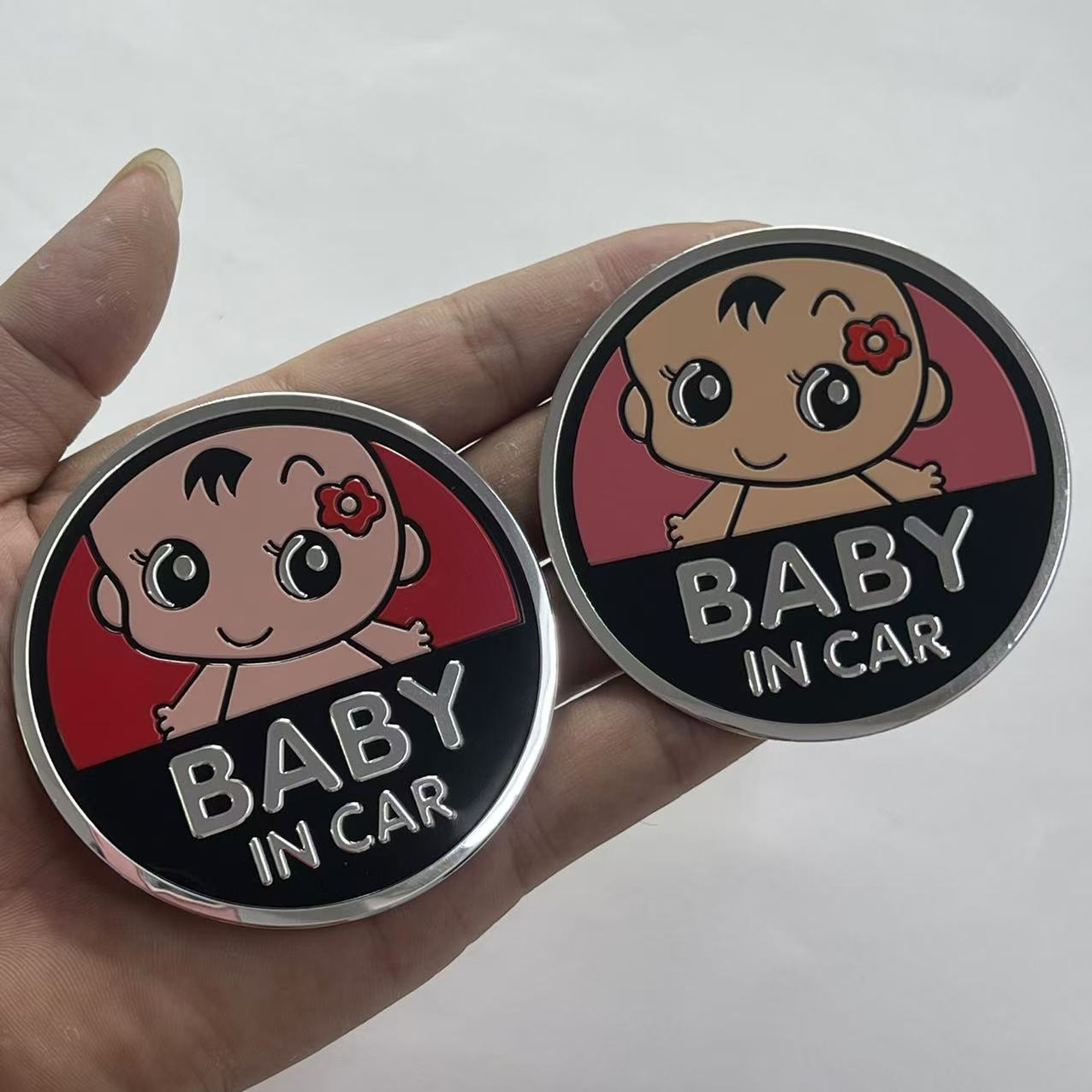 Metal BABY IN CAR Sticker Netby