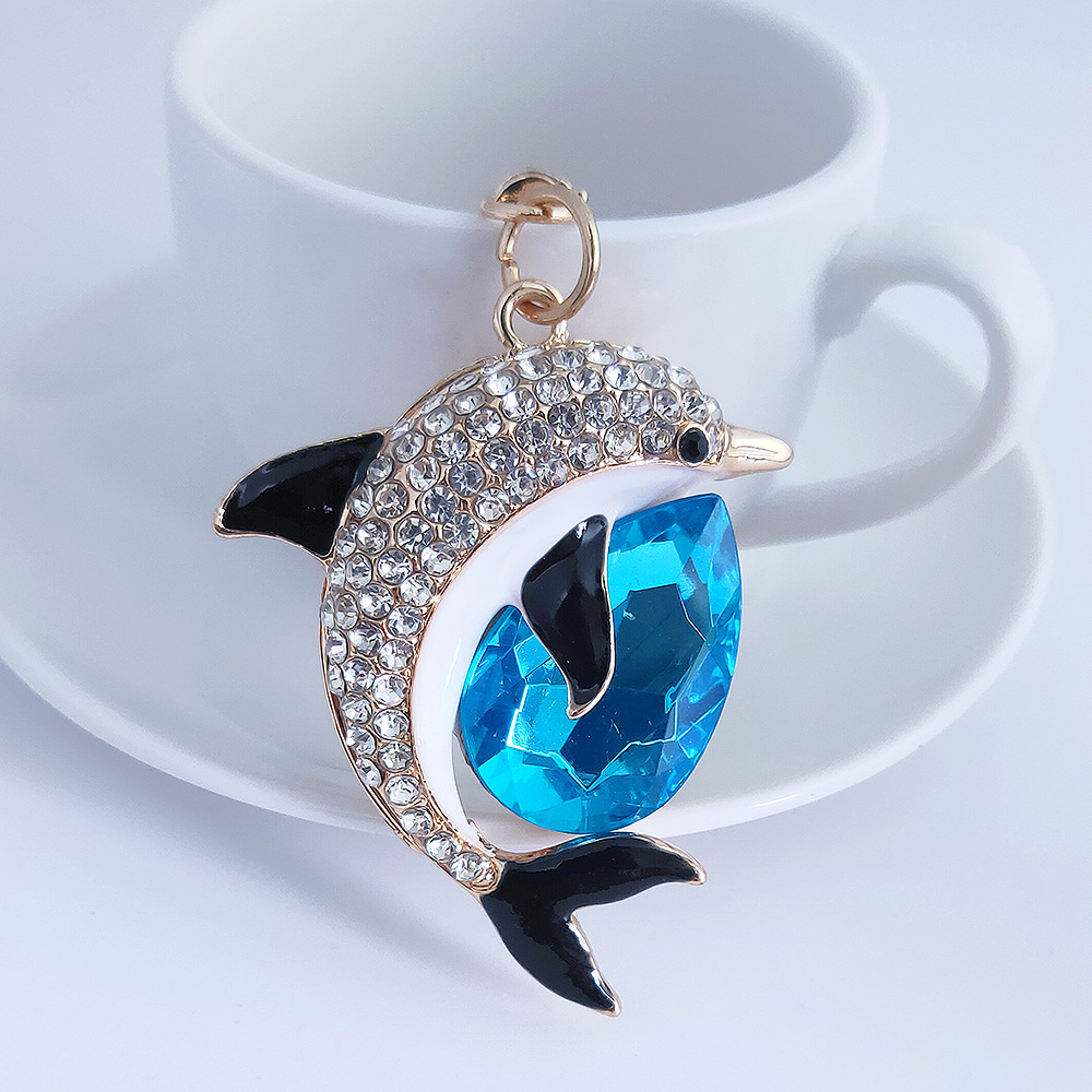 Rhinestone Dolphin Keychain Keyring Netby