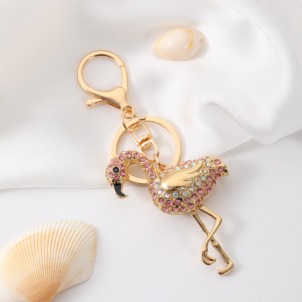 Rhinestone Flamingo Keychain Keyring Netby