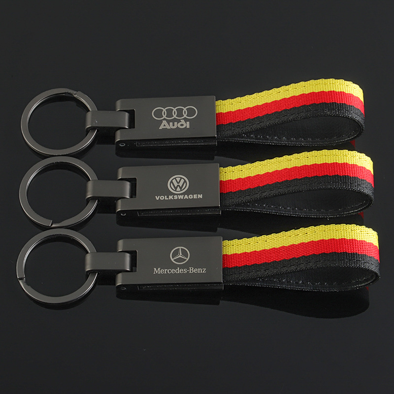 3 Strip Germany National Flag Car Logo Keychain Keyring Keyfob for Audi Benz Volkswagen VW Netby
