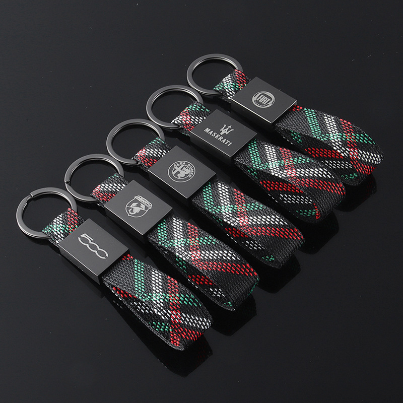 Knitting Italy National Flag Car Logo Keychain Keyring Keyfob for Alfa Romeo Abarth Fiat 500 Maserati Netby