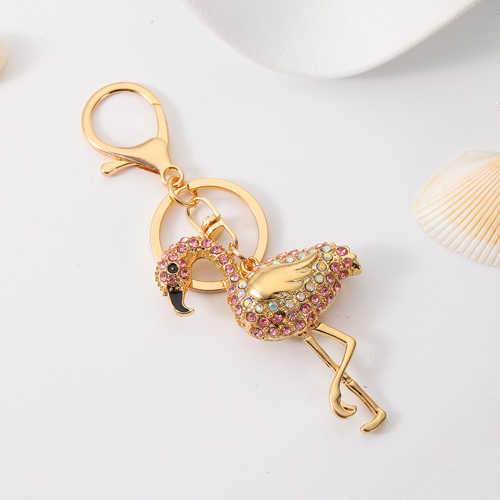 Rhinestone Flamingo Keychain Keyring Netby