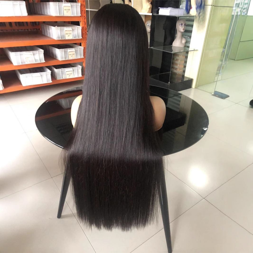 15A Double Drawn Remy Human Hair 13x4 Lace Front Wig Natural Black Straight Ladylee