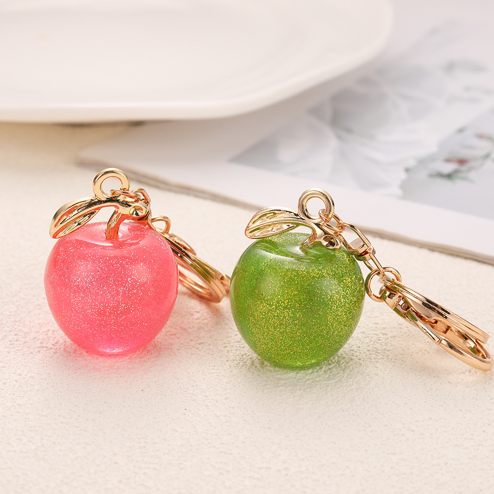Rhinestone Red Green Apple Keychain Keyring Netby