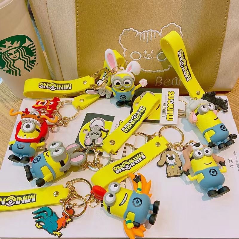12pcs/set Chinese Aodiac Sign Style Minions Keychain Keyring Silicone Netby