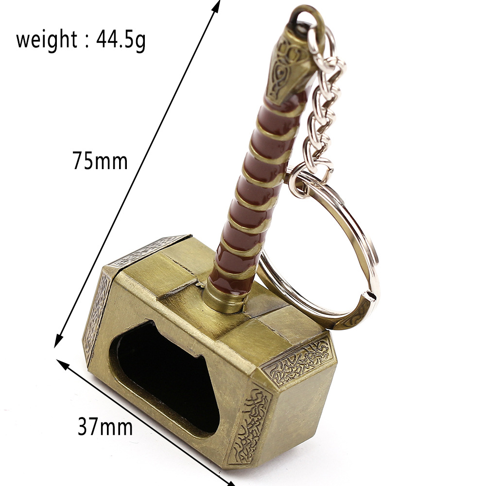Metal Marvel Movie Avengers Thor's Hammer Bottle Opener Keychain Keyring Netby