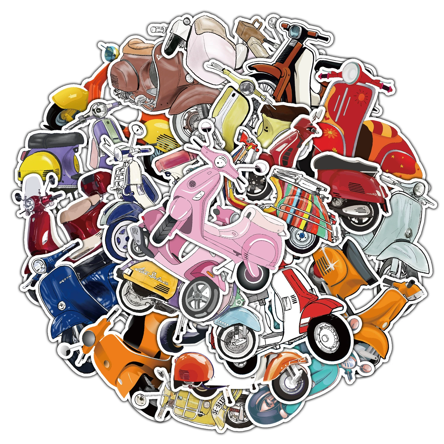 22pcs/pack VESPA PC Skating Board Motorbike Motorcycle Anti Water Sticker Cellphone Case Refrigerator Netby