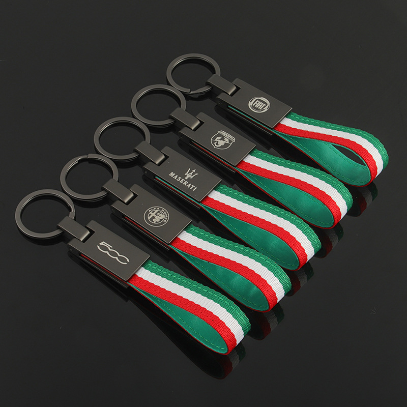 3 Strip Car Logo Keychain Keyring Keyfob for Alfa Romeo Abarth Fiat 500 Maserati Netby