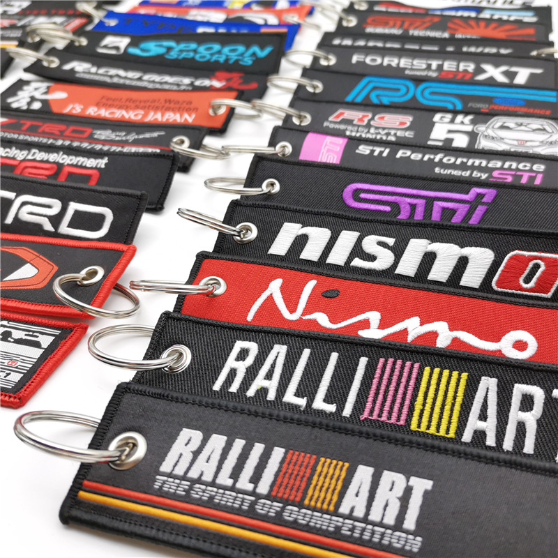 Car logo modified brand textile embroidery cloth key chain hanging TRD MUGEN