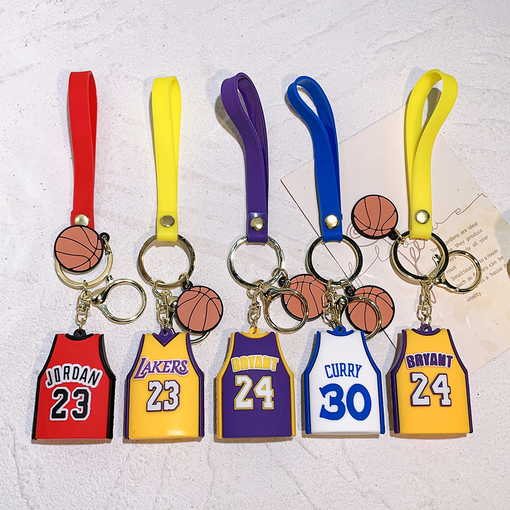 Sports Game Keychain Keyring With NBA Basketball Star Jersey Jordan Kobe Curry James