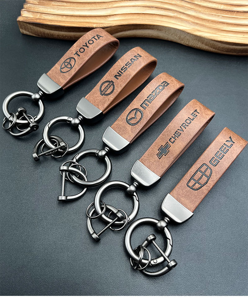 Artificial Leather Car Logo Logo Keyring Keychain Keyfob Brown Color Netby