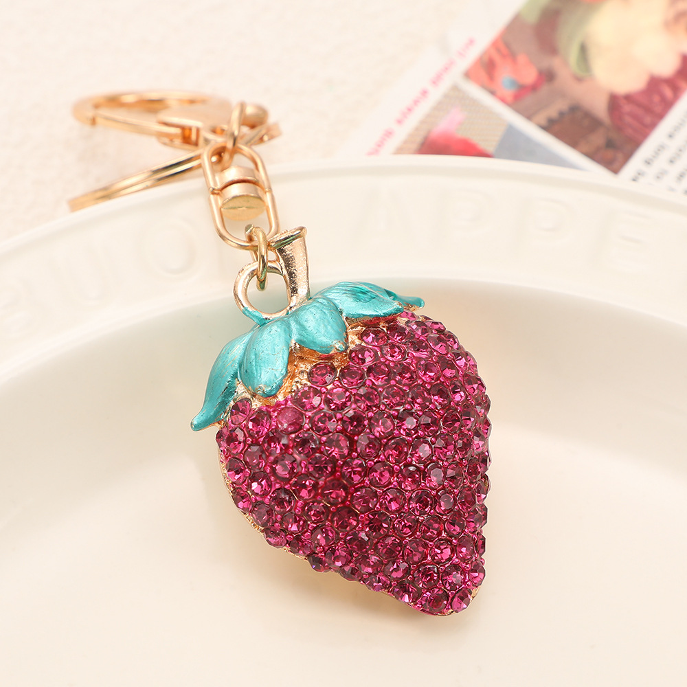 Rhinestone Strawberry Keychain Keyring Netby
