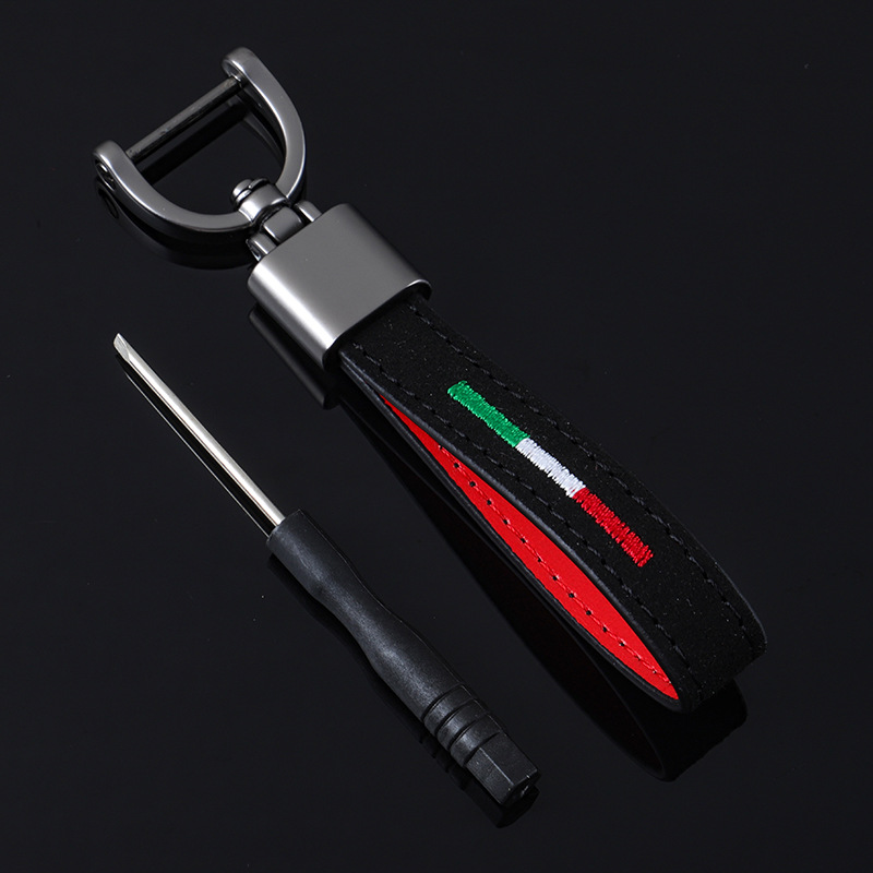 Alcantara National Flag Car Logo Keychain Keyring Keyfob for Italy Germany France BMW Netby