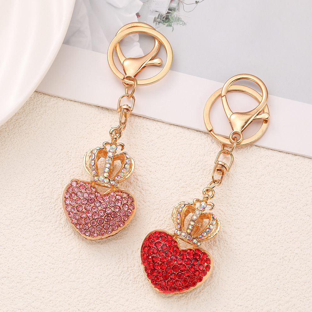 Rhinestone Crown Love Heart Keychain Keyring Netby