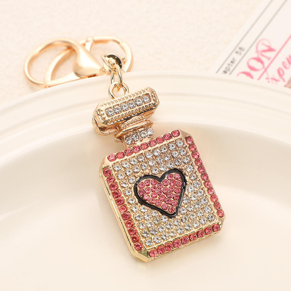 Rhinestone Love Heart Perfume Bottle Keychain Keyring Netby