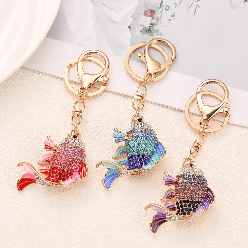 Rhinestone Fish Keychain Keyring Netby