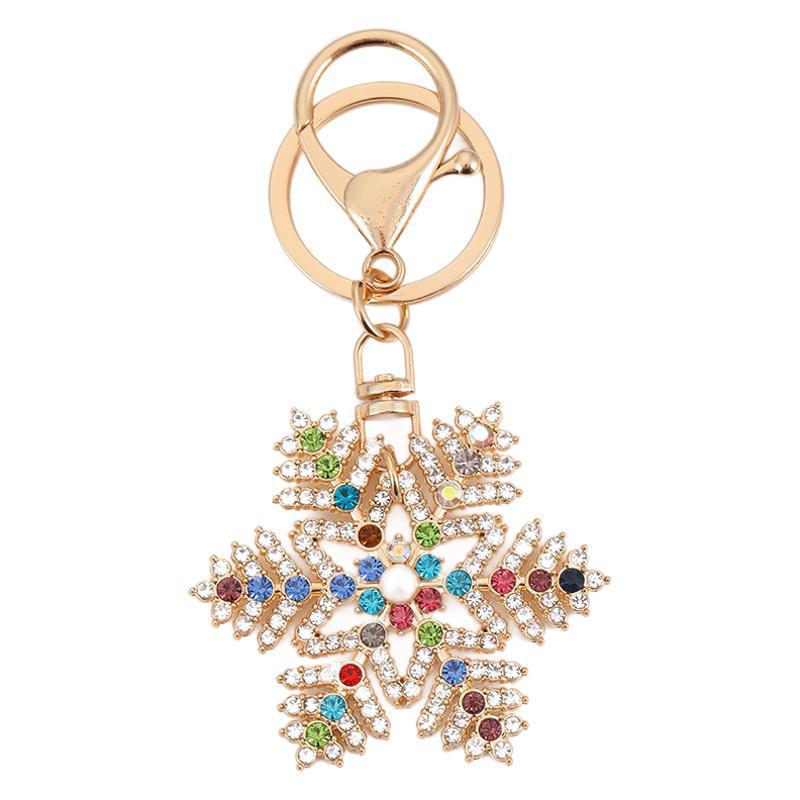 Rhinestone Christmas Snowflake Keychain Keyring Netby