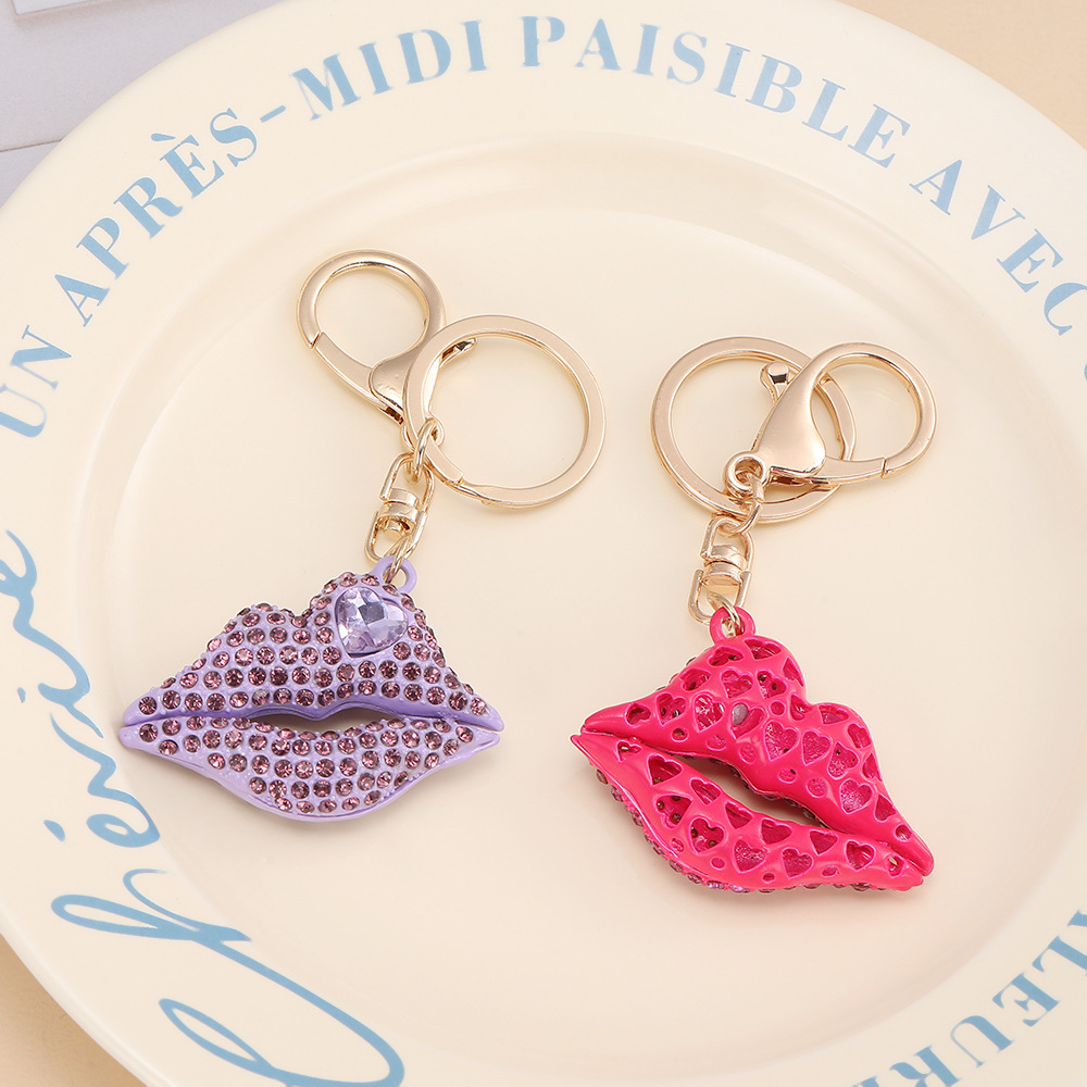 Rhinestone Hot Lips Keychain Keyring Netby