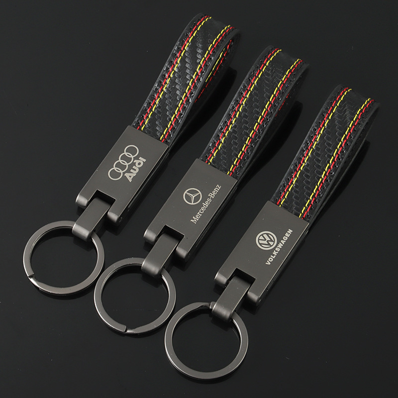 Carbon Fiber Car Logo Keychain Keyring Keyfob for Audi Benz Volkswagen VW Netby