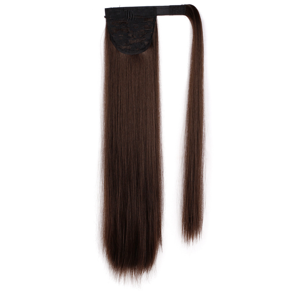 24 inches Straight Hair Velcro Ponytail High Temperature Synthetic Hair Netby