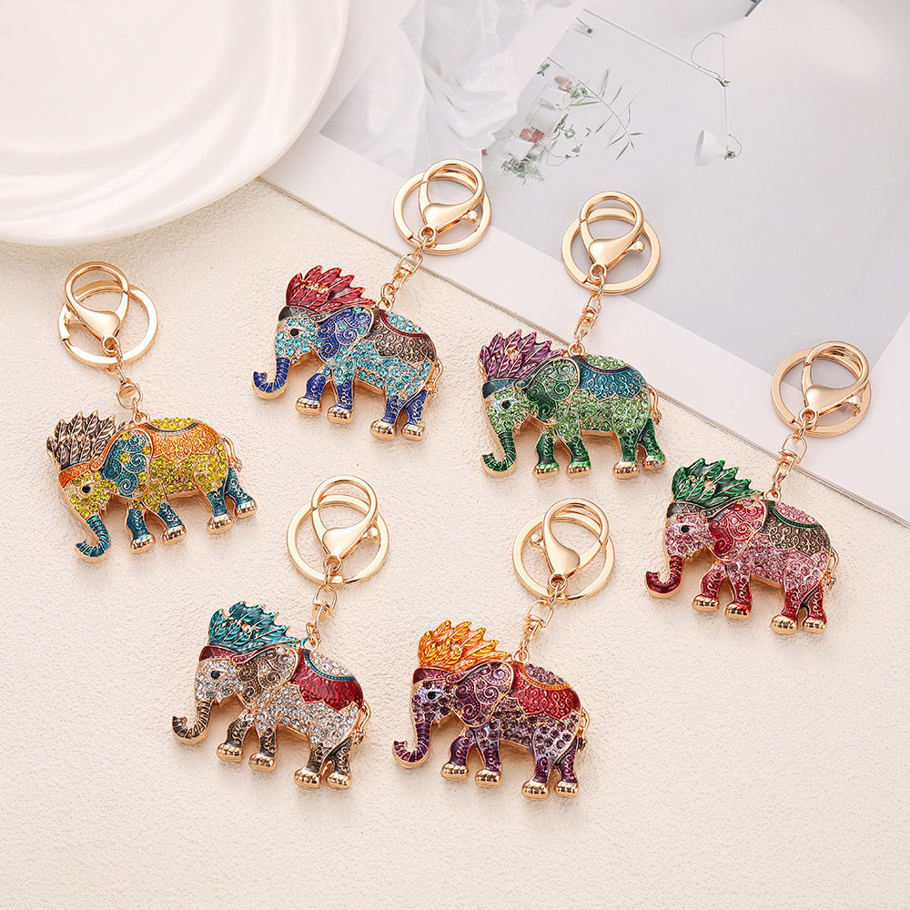 Rhinestone Elephant Keychain Keyring Netby