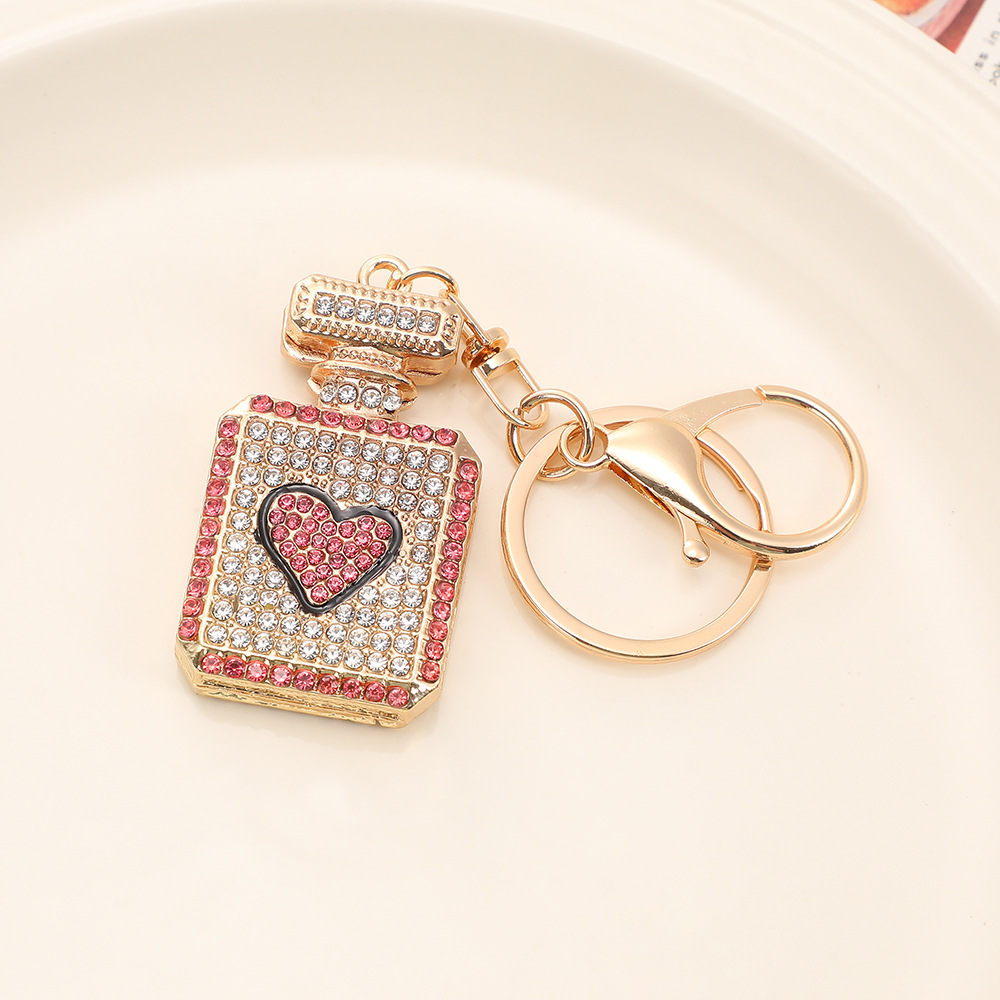 Rhinestone Love Heart Perfume Bottle Keychain Keyring Netby