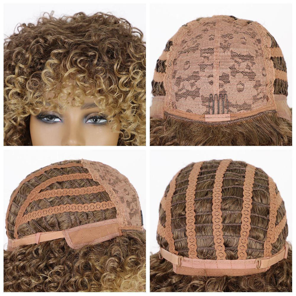 Synthetic Fiber High Temperature African Curly Afro Wig for Women Netby