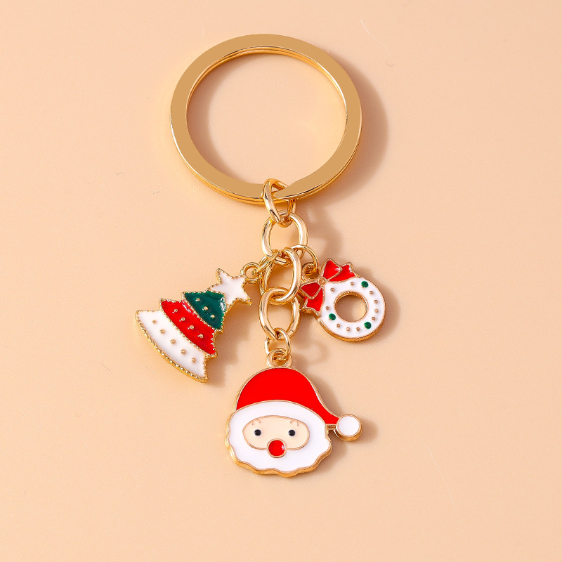 Festival Santa Clasu Tree Gift Box Christmas Keychain Keyring Netby
