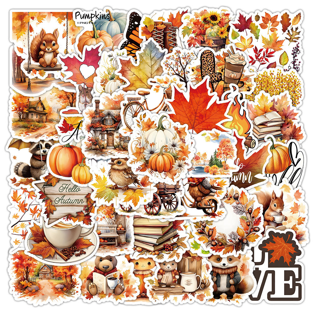 50pcs/pack Autumn Scenery Waterproof Sticker Netby