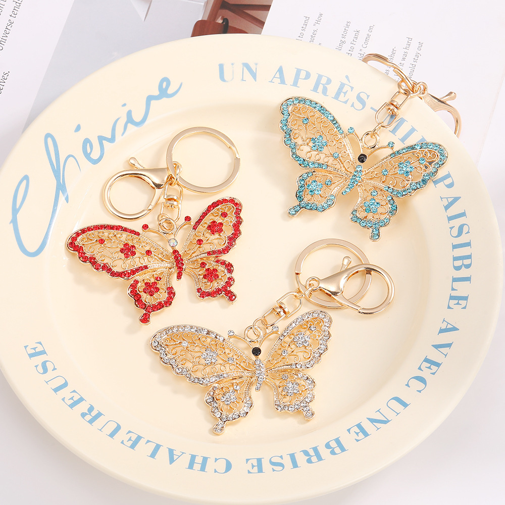 Rhinestone Butterfly Keychain Keyring Netby