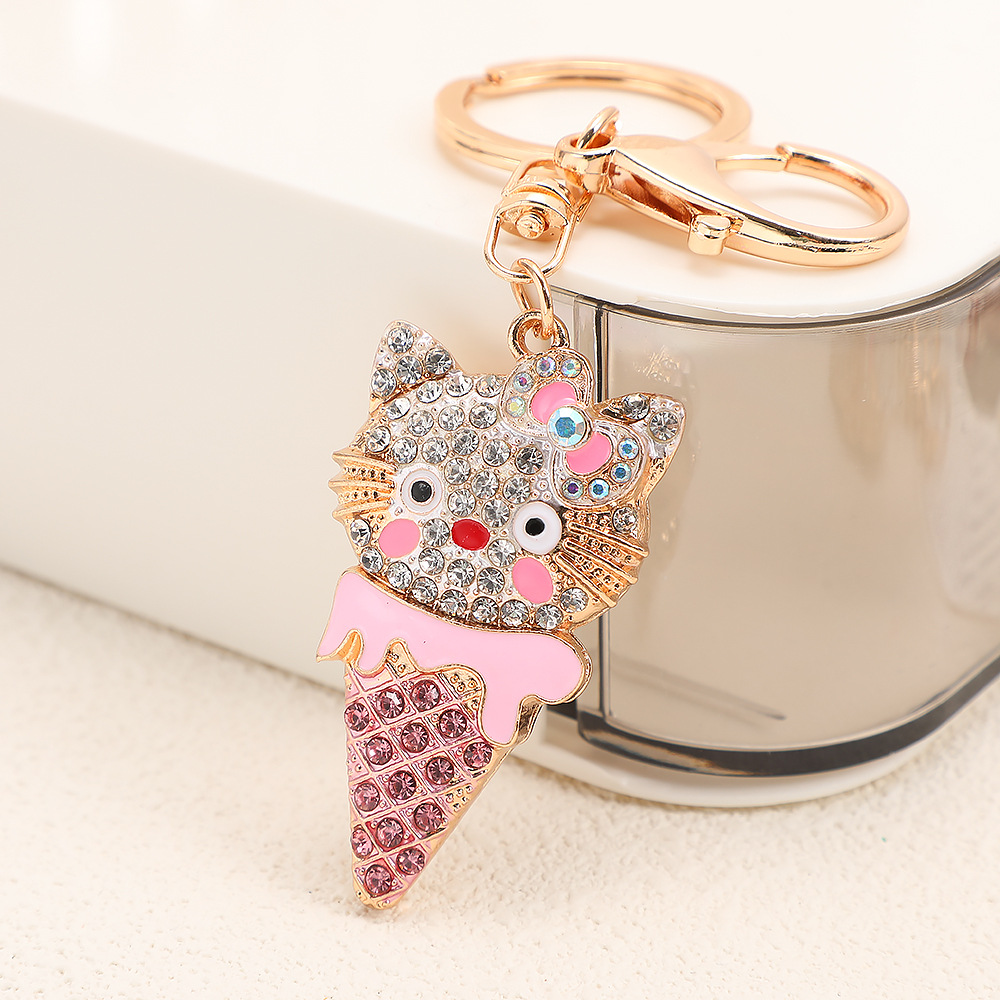 Rhinestone Icecream Cat Keychain Keyring Netby
