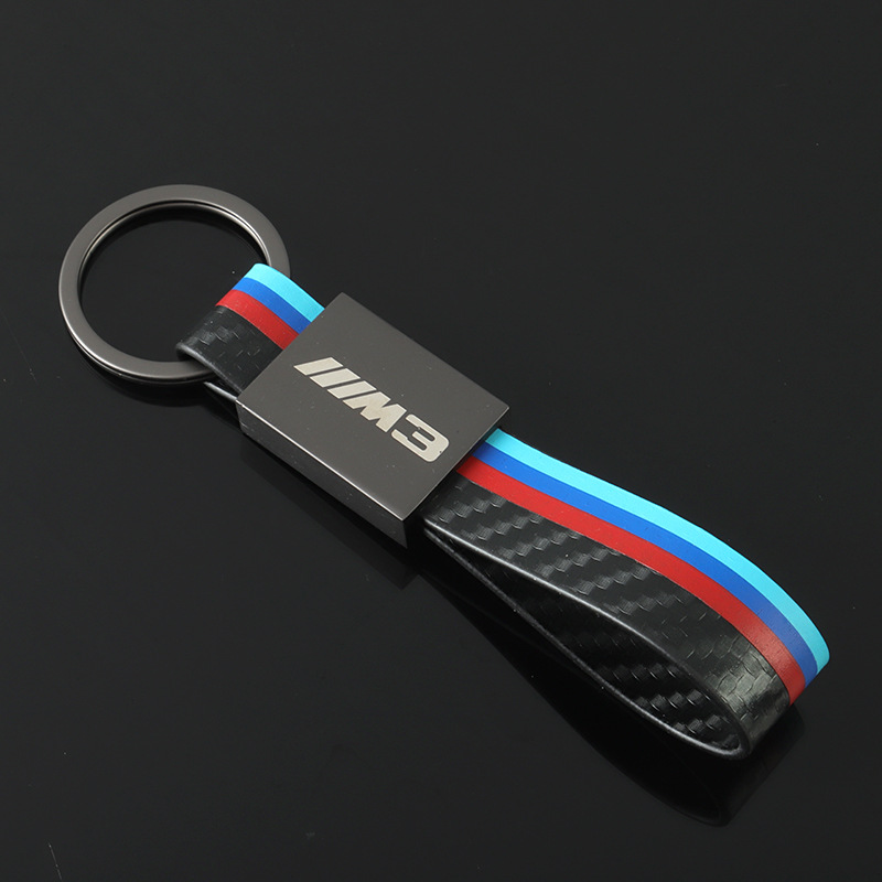 Alcantara Leather Carbon Fiber Car Logo Keychain Keyring Keyfob for BMW M3 M5 Netby