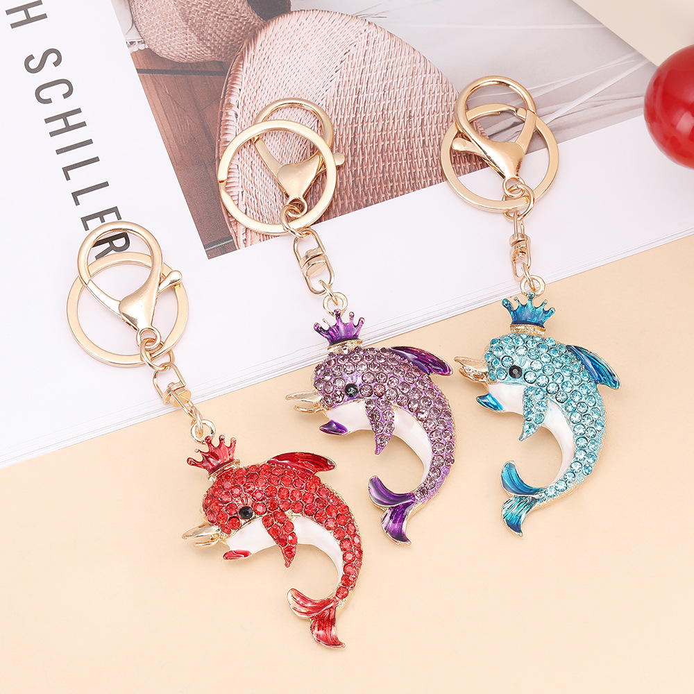 Rhinestone Dolphin Keychain Keyring Netby