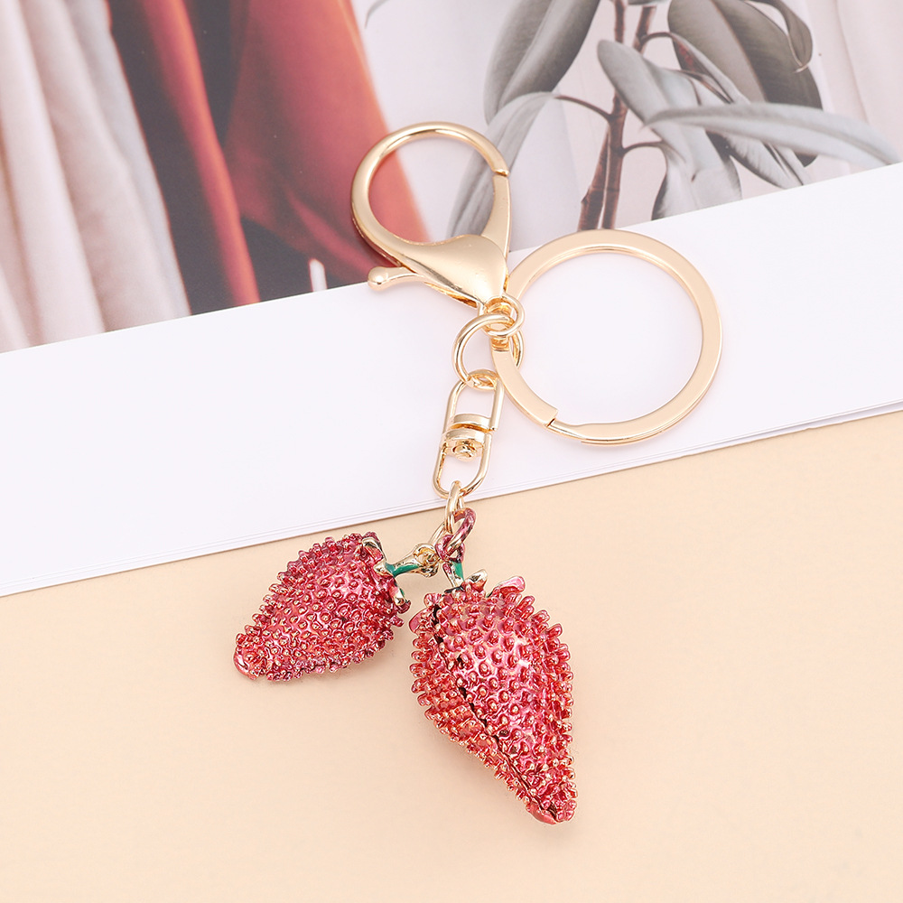 Rhinestone Strawberry Keychain Keyring Netby
