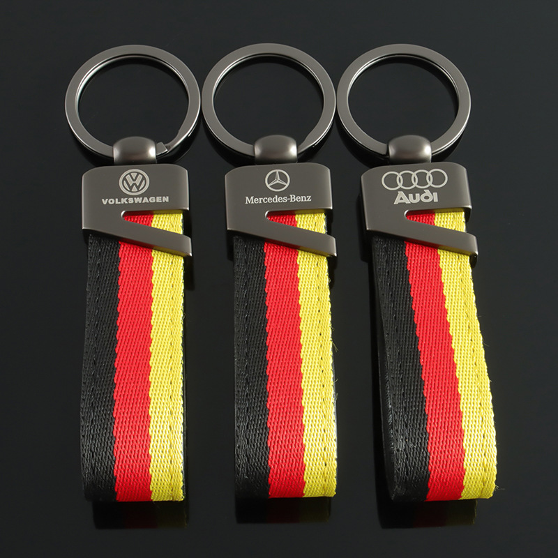 3 Strip Car Logo Keychain Keyring Keyfob for Audi Benz Volkswagen VW Germany National Flag Netby
