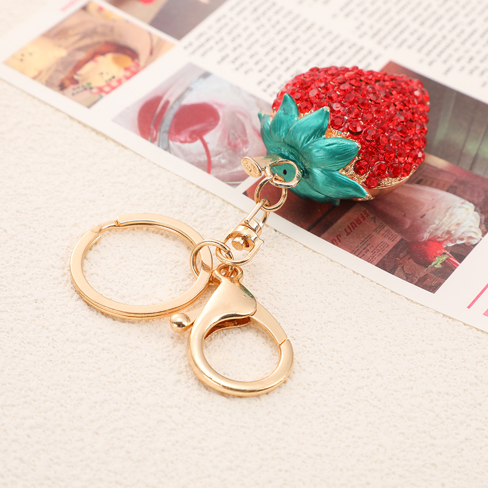 Rhinestone Strawberry Keychain Keyring Netby