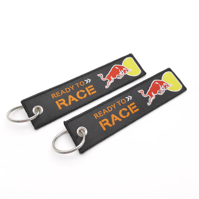 Short Cloth Strip Keyring Keychain for Motorbike with Logo Emblem Badge Netby