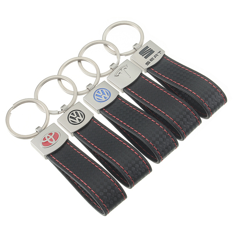 Carbon Fiber Print Car Logo Keychain Keyring Keyfob for Seat Volkswagen VW TESLA Toyota Netby