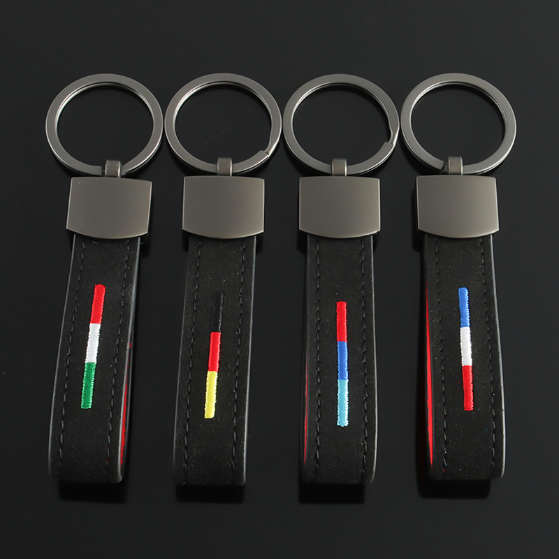 Alcantara National Flag Car Logo Keychain Keyring Keyfob for Italy Germany France BMW Netby