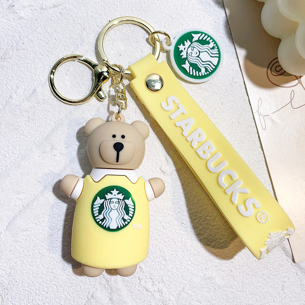 Rubber Starbucks Bear Coffee Cup Keychain Keyring Netby