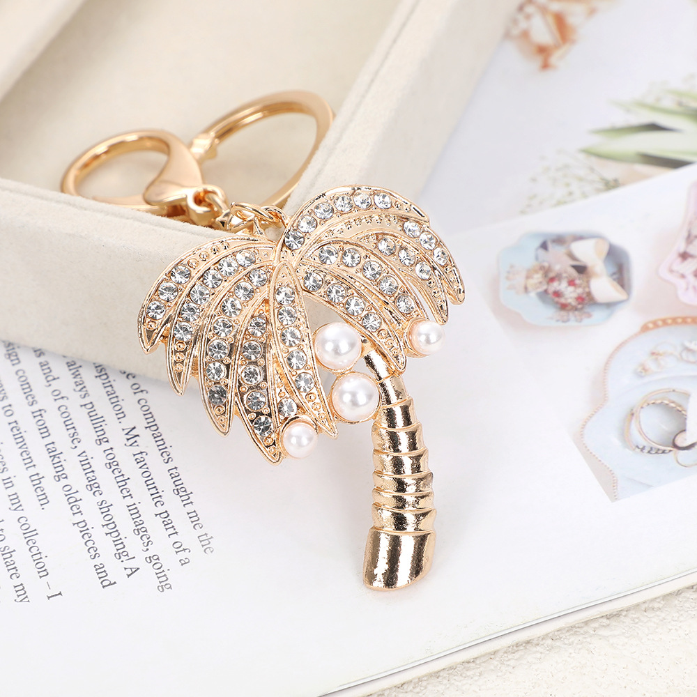 Rhinestone COCONUT TREE Keychain Keyring Netby