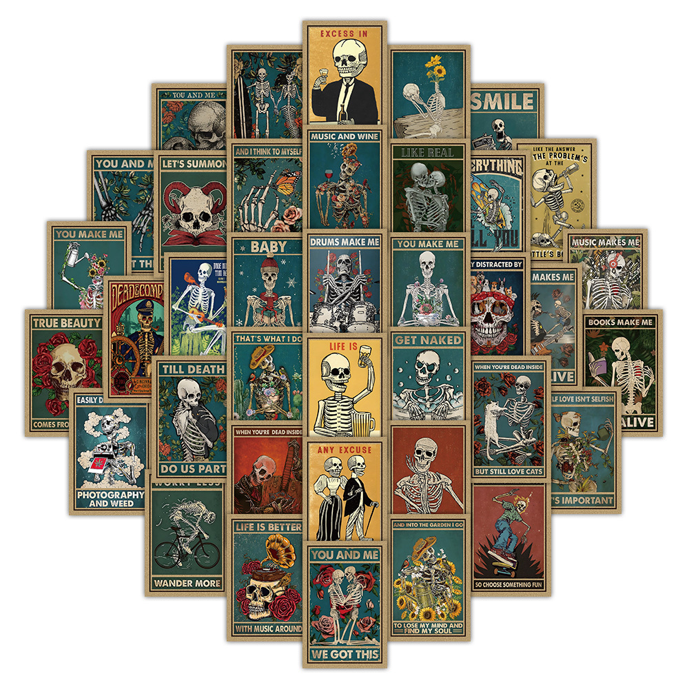 50pcs/lot Skull Anti Water Sticker Netby