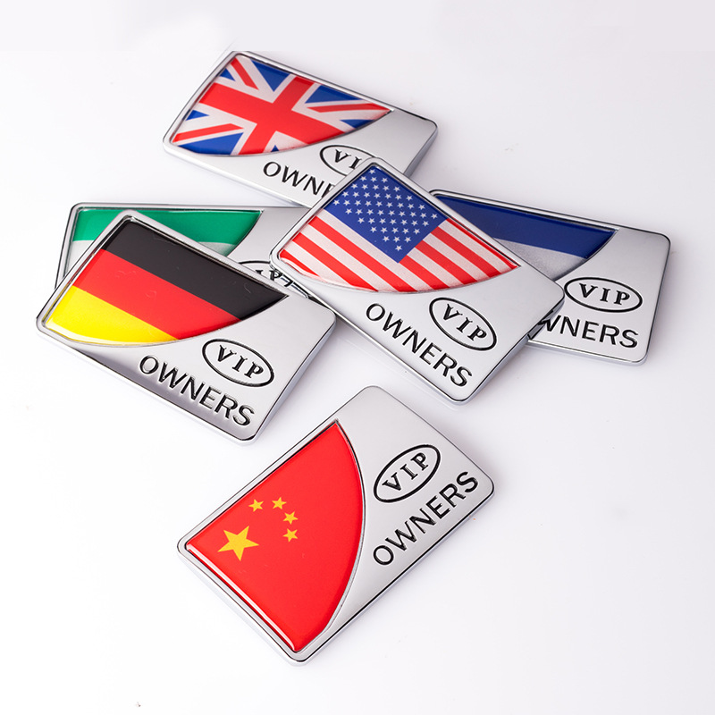 Metal Car Sticker with National Flag of China USA UK Italy France China Netby