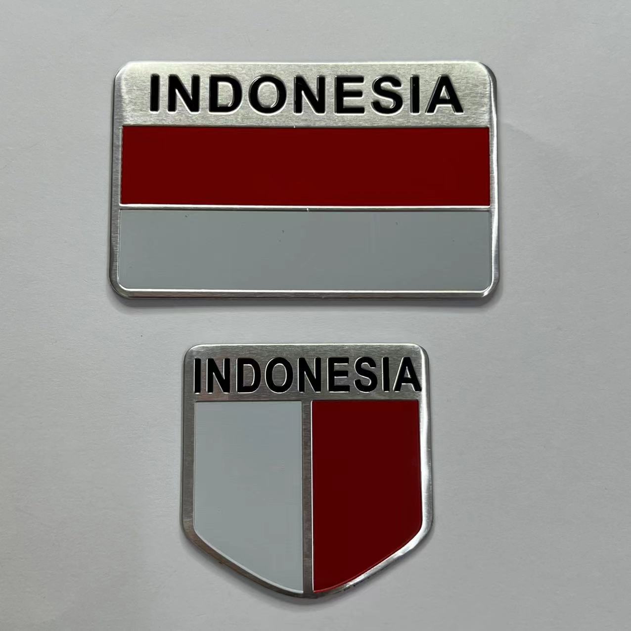 Aluminium Alloy Car Sticker with National Flag of Indonesia Netby