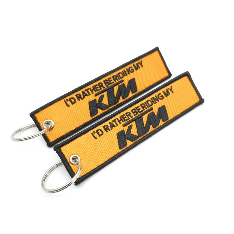 Short Cloth Strip Keyring Keychain for Motorbike with Logo Emblem Badge Netby