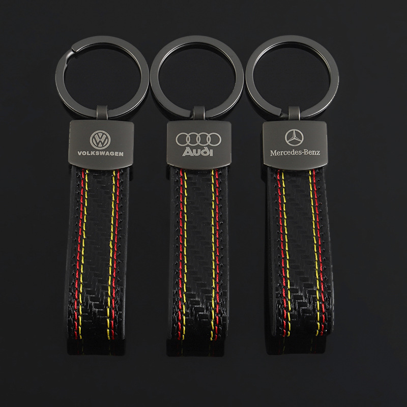 Carbon Fiber Car Logo Keychain Keyring Keyfob for Audi Benz Volkswagen VW Netby