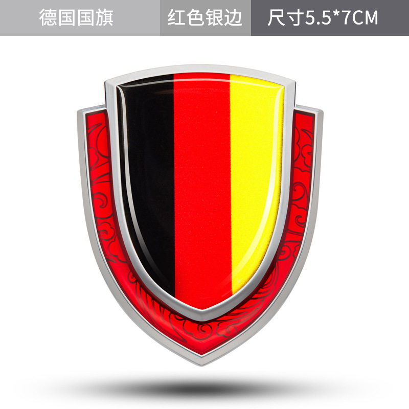 Metal Shield Style National Flag Car Sticker for China USA UK France Germany Italy Netby