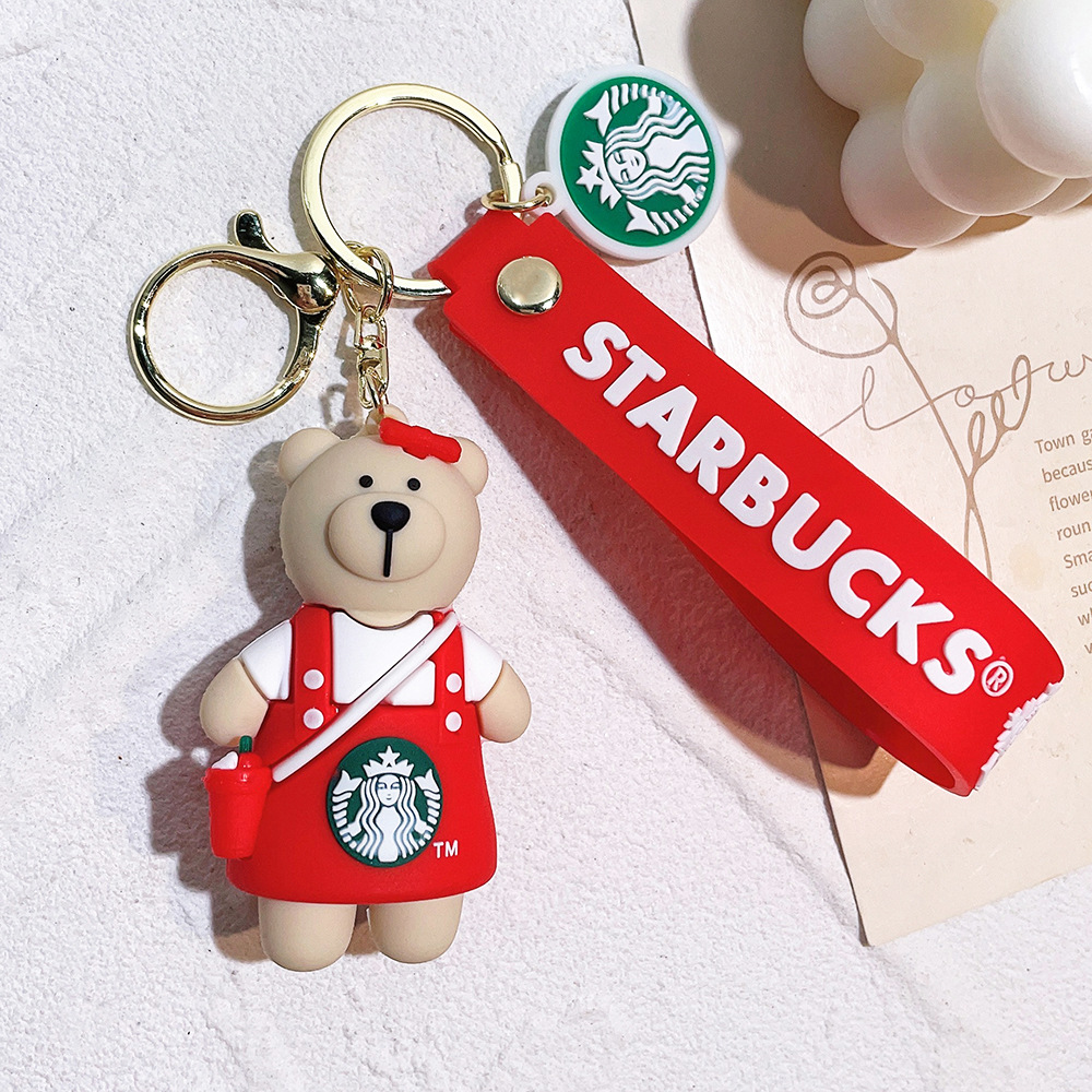 Rubber Starbucks Bear Coffee Cup Keychain Keyring Netby